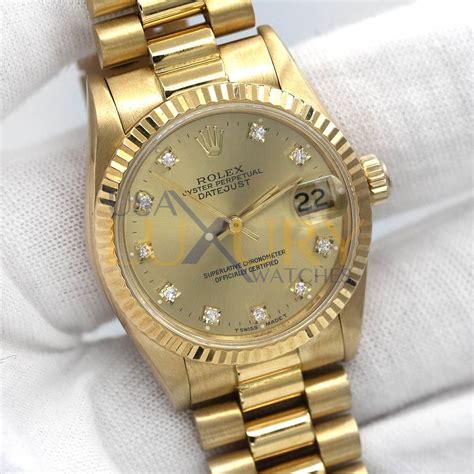 rolex 18kt yellow datejust champagne|Rolex Datejust 31 yellow gold.